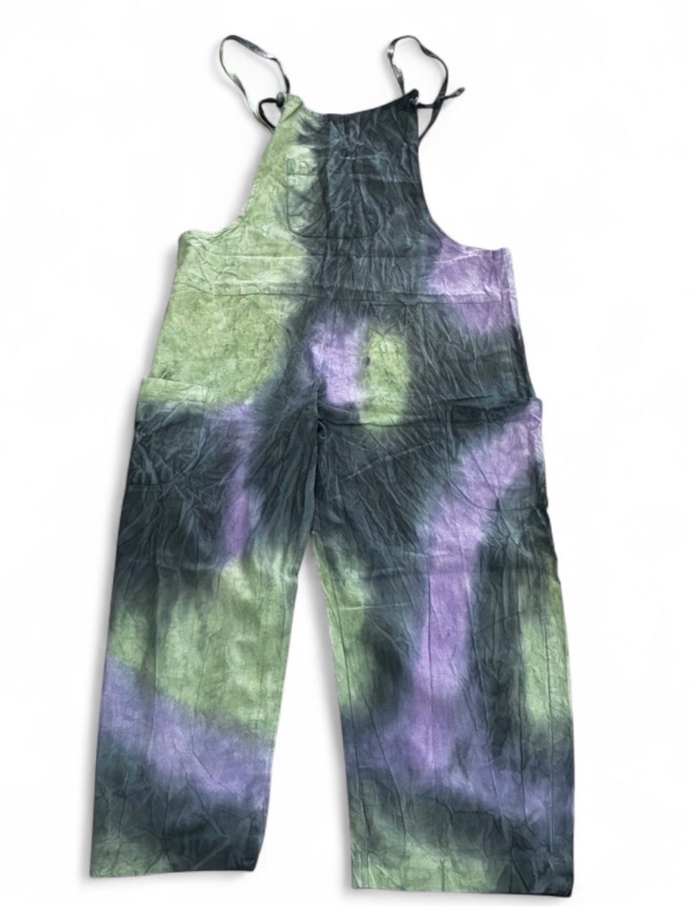 Lakhays Tie-Dye Overalls in Green and Purple